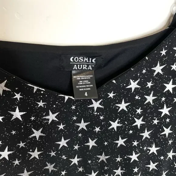 Cosmic Aura Star Silver Foil Mesh Tiered Maxi Dress Womens Plus 4X Whimsigoth 4 - Picture 4 of 11